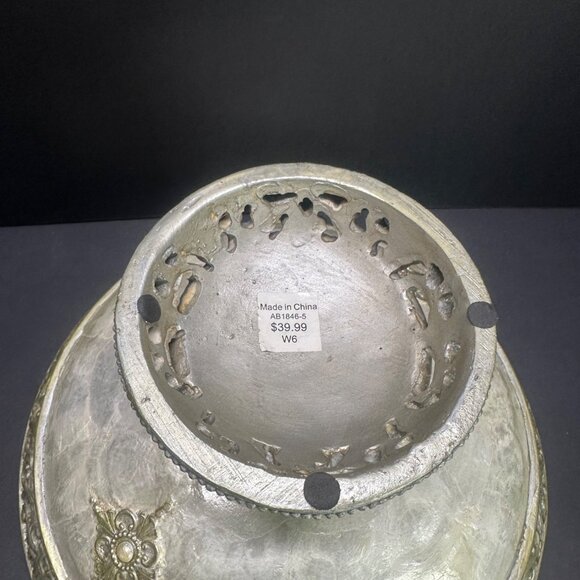 Vtg Pearlecent Accent Compote Bowl Centerpiece Pedestal Home Decor 7" T 12" DIA - Picture 15 of 16